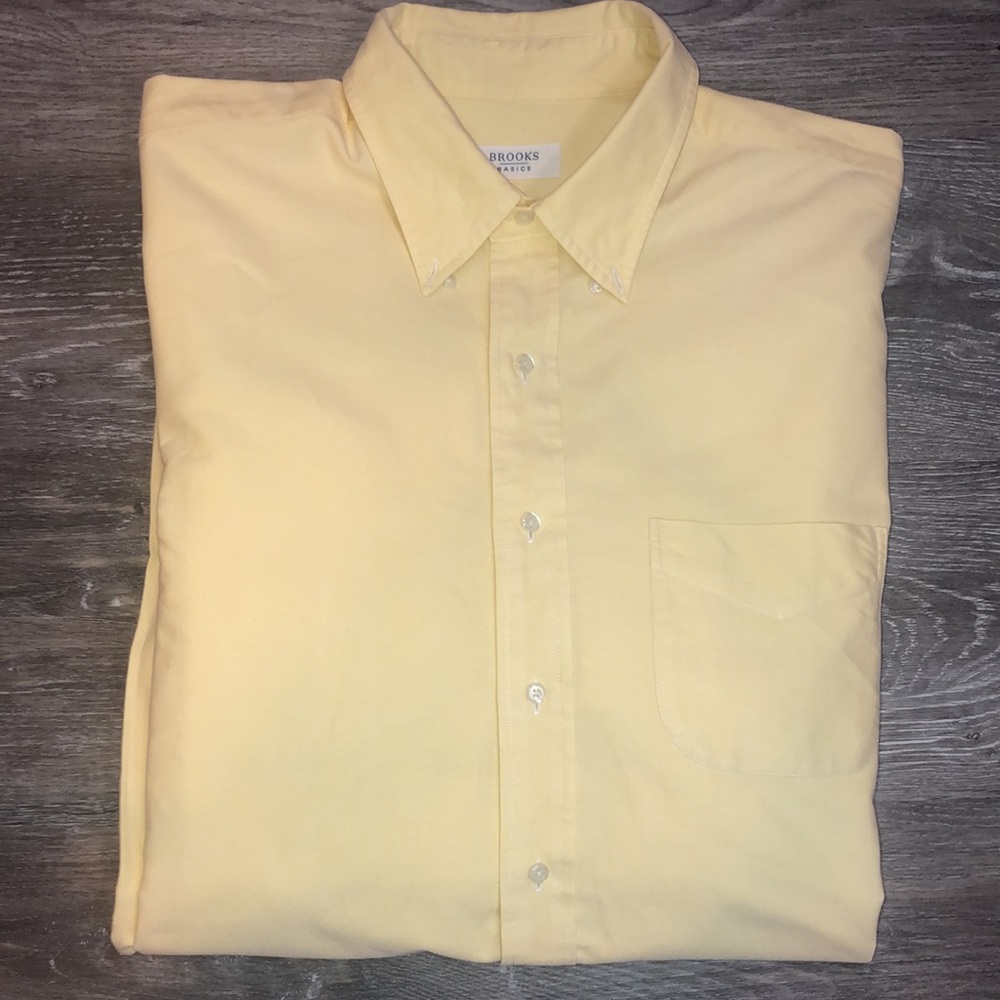 BROOKS BASIC‎ MENS YELLOW BUTTON DOWN LONG SLEEVE 17 1/2- 34/35 XL